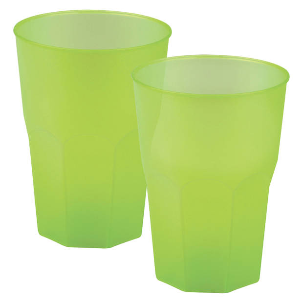 Santex drinkglazen frosted - groen - 12x - 420 ml - onbreekbaar kunststof - Cocktailglazen - Drinkglazen