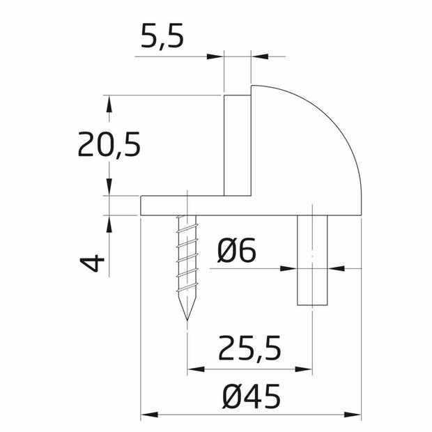 AMIG Deurstopper/deurbuffer - D45mm - inclusief schroeven - mat rvs - Deurstoppers
