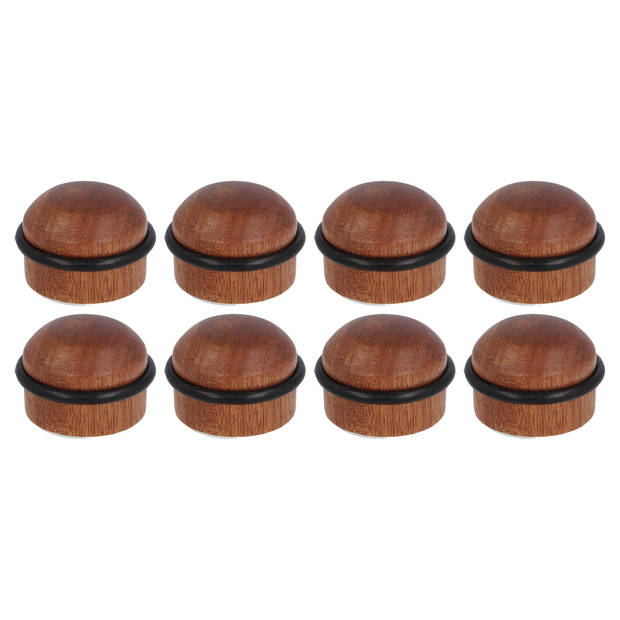 AMIG Deurstopper/deurbuffer - 8x - D35mm - inclusief schroeven - hout - Deurstoppers