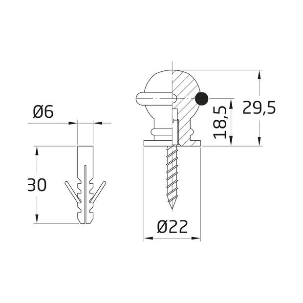 AMIG Deurstopper/deurbuffer - 1x - D22mm - inclusief schroeven - goud - Deurstoppers