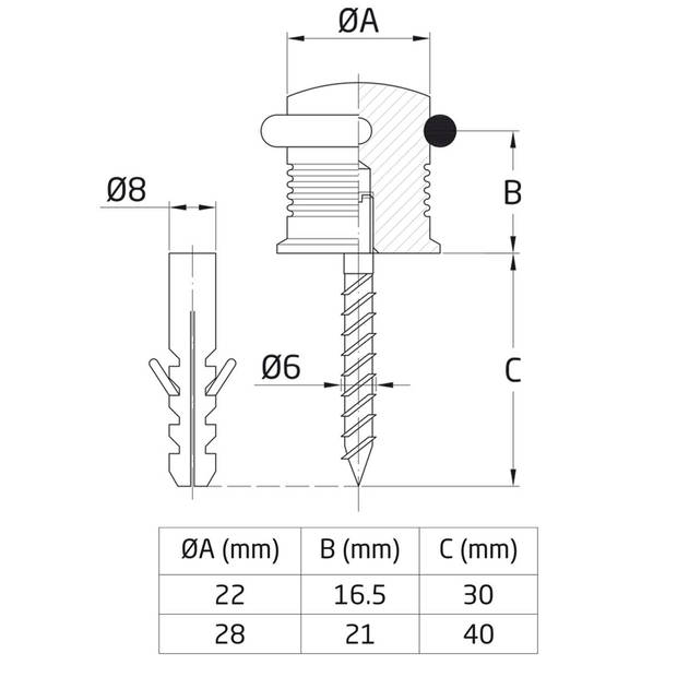 AMIG Deurstopper/deurbuffer - 1x - D22mm - inclusief schroeven - mat rvs - Deurstoppers