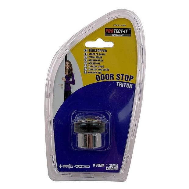 Protect-it Deurstopper/deurbuffer TritonA - 2x - D30mm - inclusief schroeven - verchroomdA  - Deurstoppers