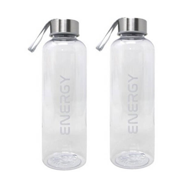 Concorde Drinkfles/waterfles/bidon - 2x - 570 ml - energy - wit - kunststof - Drinkflessen