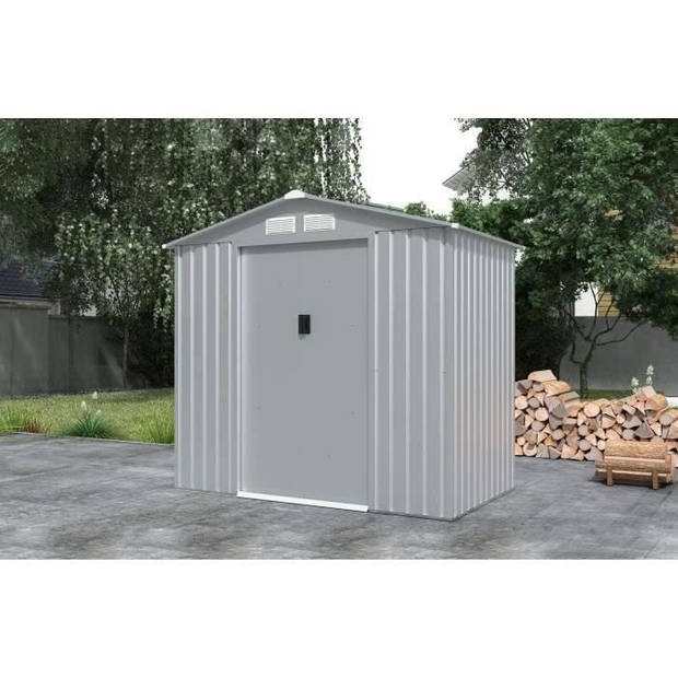 Metalen tuinschuur 2,71 m² - 213 x 127 x 195 cm - ankerkit inbegrepen - Grijs