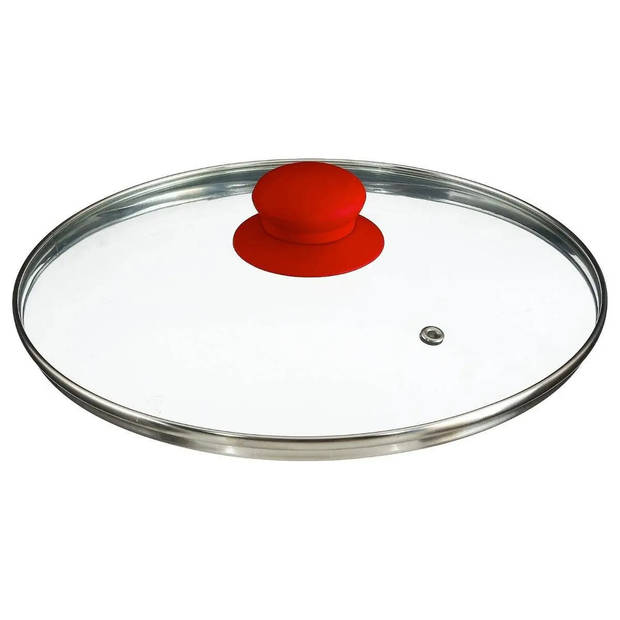 Hapjespan met deksel - Alle kookplaten geschikt - rood/zwart - dia 24 cm - Koekenpannen