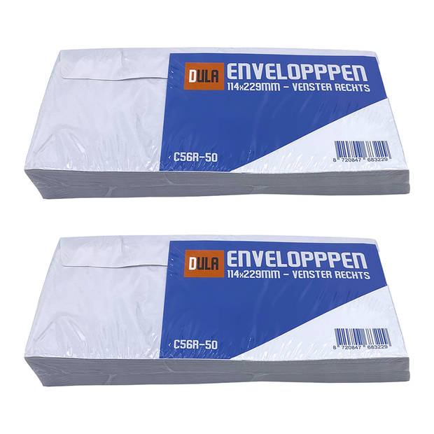 DULA C5/6 Enveloppen - Bank envelop - Venster rechts - 114 x 229 mm - 100 stuks - zelfklevend met plakstrip - 80 Gram