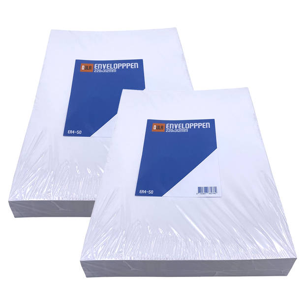 DULA EA4 Enveloppen - Akte envelop - 220 x 312 mm - 100 stuks - Wit - zelfklevend met plakstrip - 120 gram