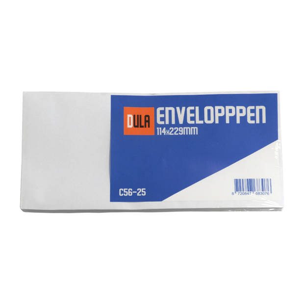 DULA C5/6 Enveloppen - Bank envelop - 114 x 229 mm - 25 stuks - zelfklevend met plakstrip - 80 Gram