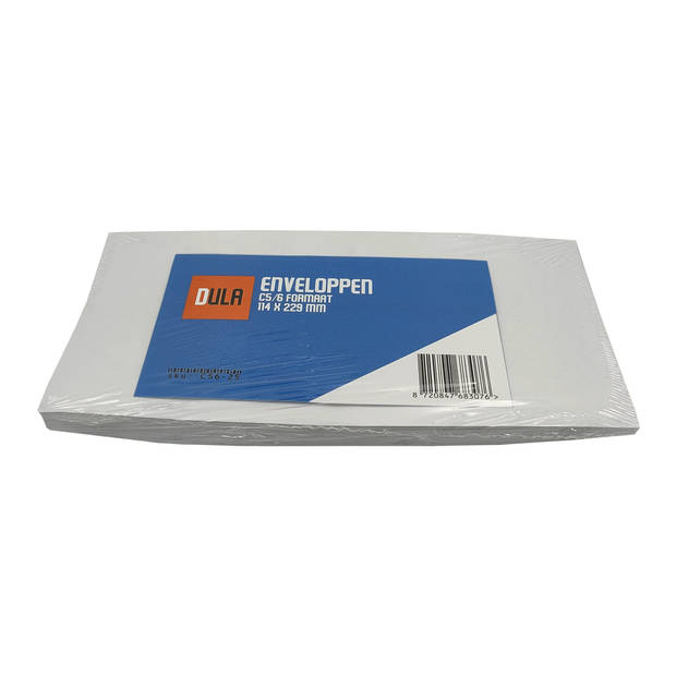DULA C5/6 Enveloppen - Bank envelop - 114 x 229 mm - 25 stuks - zelfklevend met plakstrip - 80 Gram