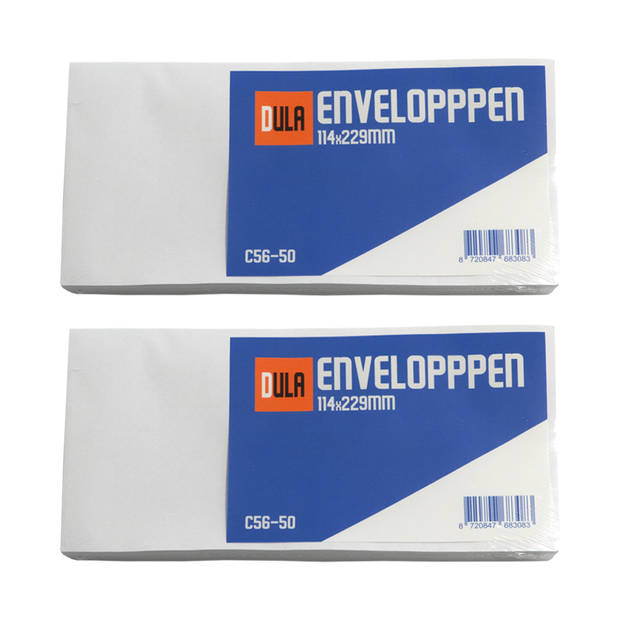 DULA C5/6 Enveloppen - Bank envelop - 114 x 229 mm - 100 stuks - zelfklevend met plakstrip - 80 Gram