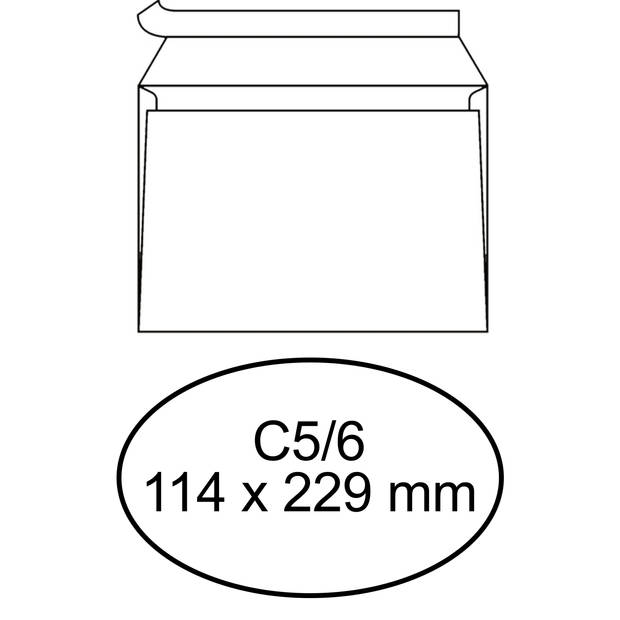 DULA C5/6 Enveloppen - Bank envelop - 114 x 229 mm - 100 stuks - zelfklevend met plakstrip - 80 Gram