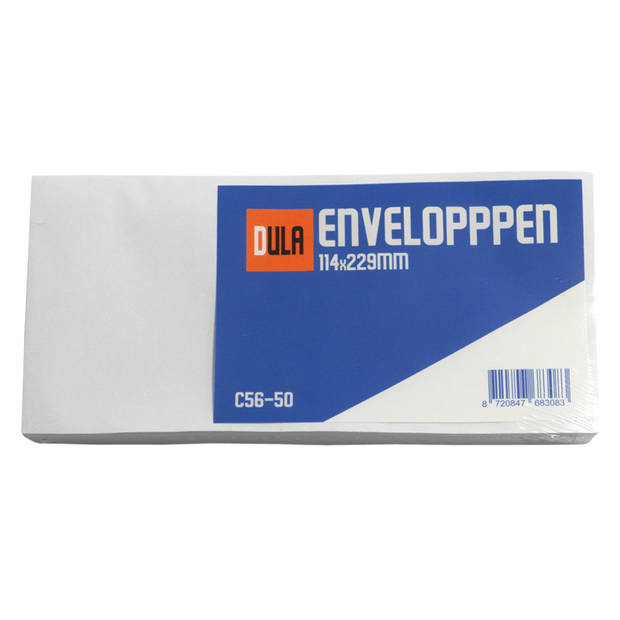 DULA C5/6 Enveloppen - Bank envelop - 114 x 229 mm - 50 stuks - zelfklevend met plakstrip - 80 Gram