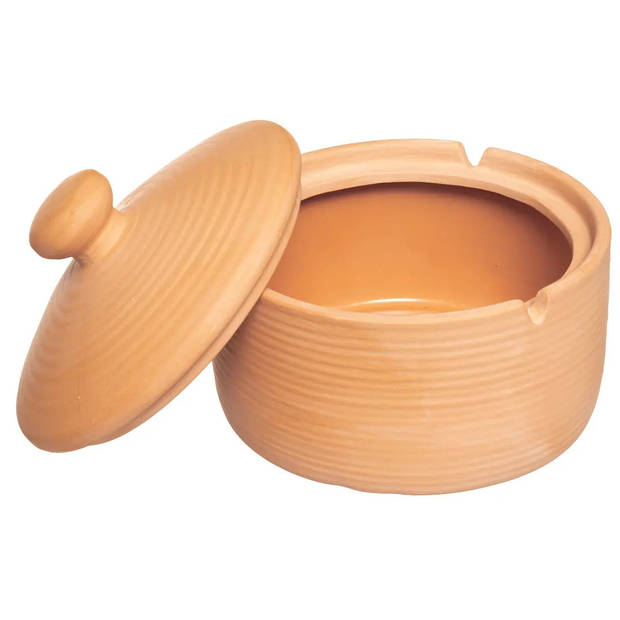 Atmosphera Asbak met stijlvolle deksel - Terracotta - D13 cm - steenrood - voor binnen/balkon/serre - Asbakken