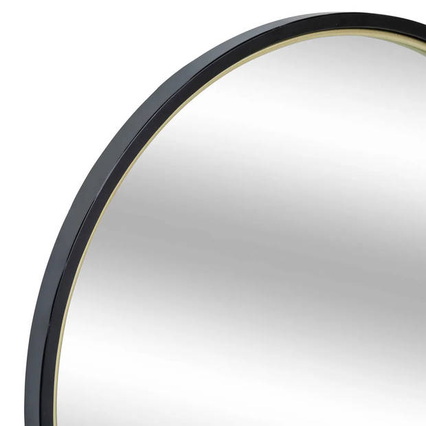 Atmosphera Spiegel/wandspiegel - rond - Dia 48 cm - metaal/glas - zwart - Spiegels