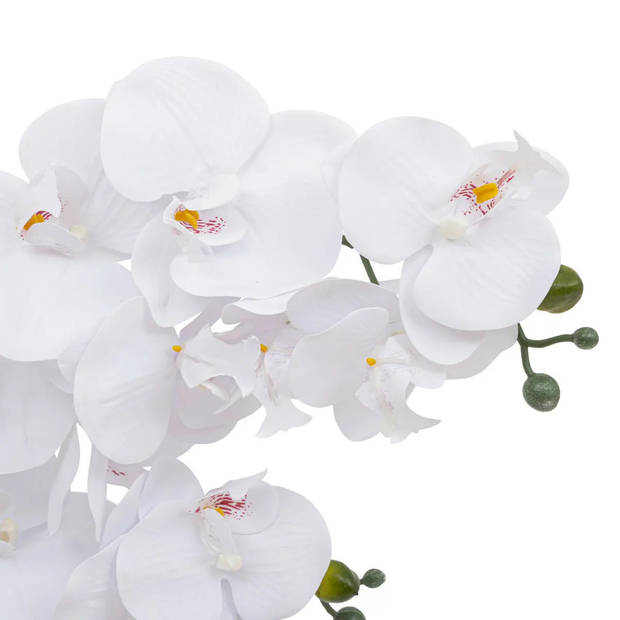 Atmosphera Orchidee bloemen kunstplant in een witte bloempot - 2x - witte bloemen - H60 cm - Kunstplanten