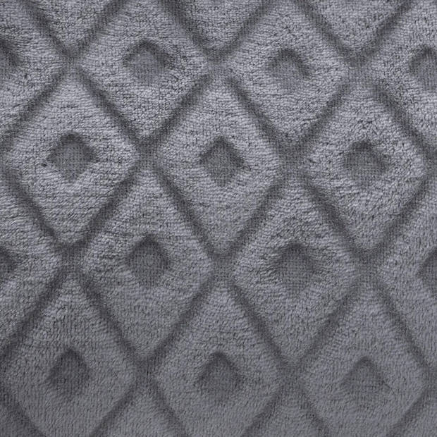 Atmosphera Plaid/bankdeken Monnet - betongrijs - 180 x 230 cm - polyester fleece - ruitmotief - Plaids