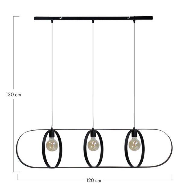 DKNC - Hanglamp Henry - Metaal -120x27,5x130cm - Zwart