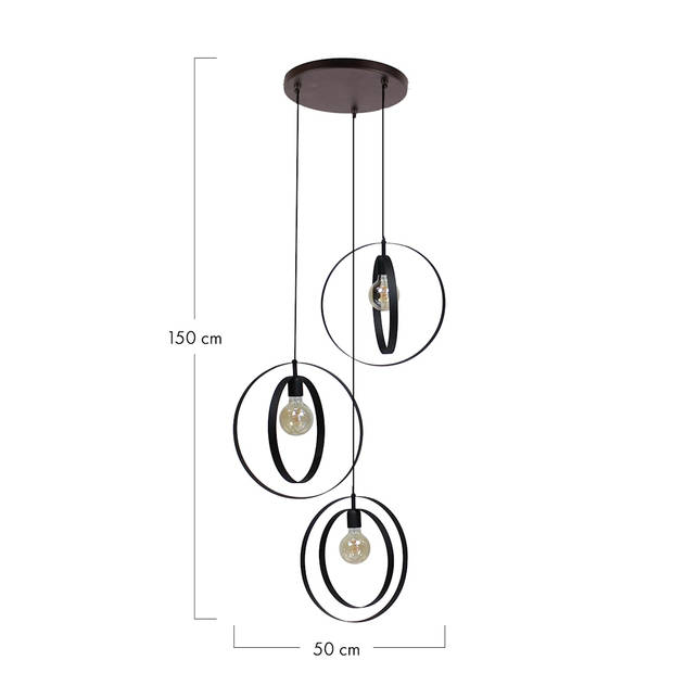 DKNC - Hanglamp Helen- Metaal - 50x50x150cm - Zwart