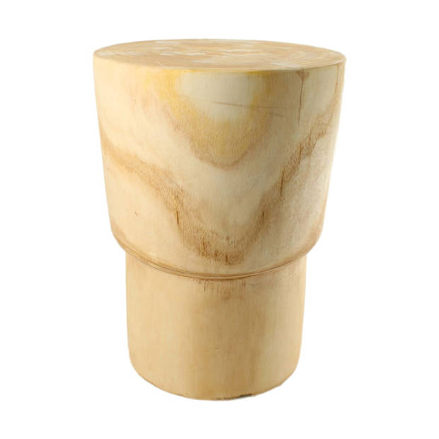 DKNC - Bijzettafel rond Micki - Paulowniahout - 28x28x38cm - Beige