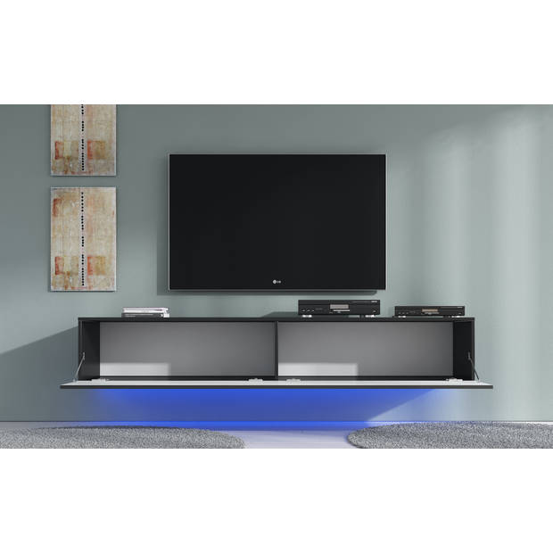 Meubella TV-Meubel Dario - Zwart - 180 cm - met led