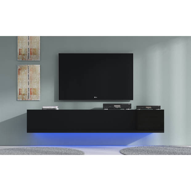 Meubella TV-Meubel Dario - Zwart - 180 cm - met led