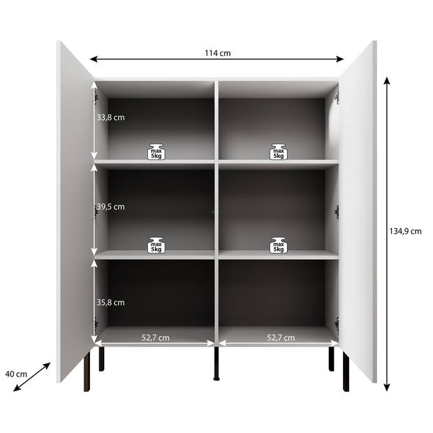 Meubella Dressoir Jordy - Wit - 114 cm