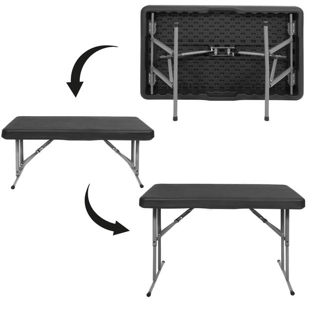 Springos Picknick Tafel Met Bankjes - Campingset - Biertafel - Tafel - Bankjes - Opvouwbaar - Zwart - 105 x 64 x 70 cm