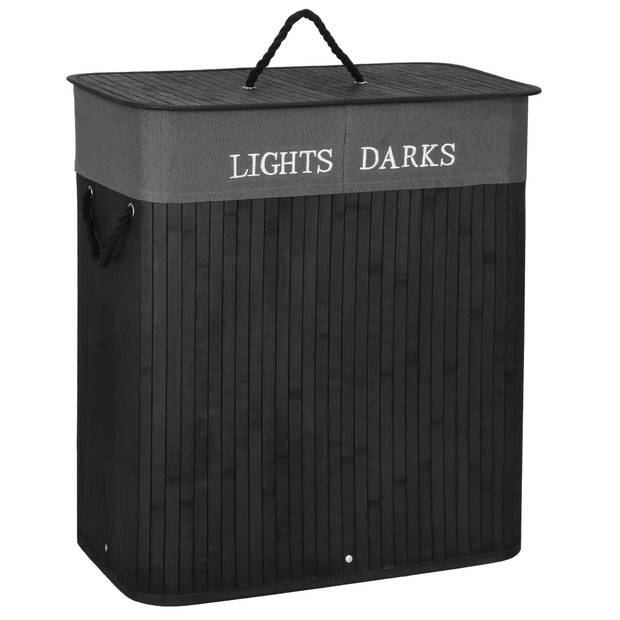 Springos Wasmand 100 Liter 2 Vakken Lights Darks Zwart