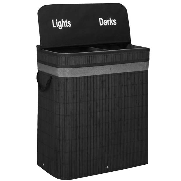 Springos Wasmand 100 Liter 2 Vakken Lights Darks Zwart