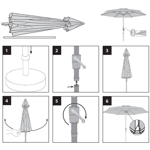 Springos Parasol Parasols Kantelbaar Met Ventilatie Rood 250 cm