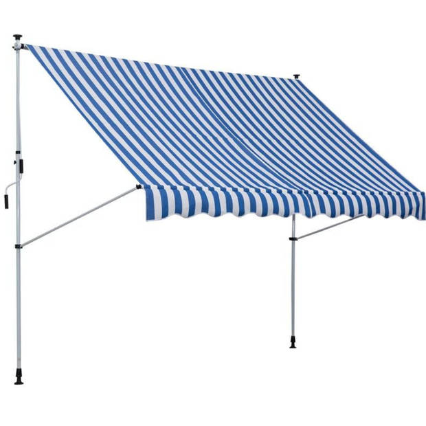 Luifel zonnescherm - Zonneluifel - Tuin - Zonwering - Blauw+wit - 300 x 150cm