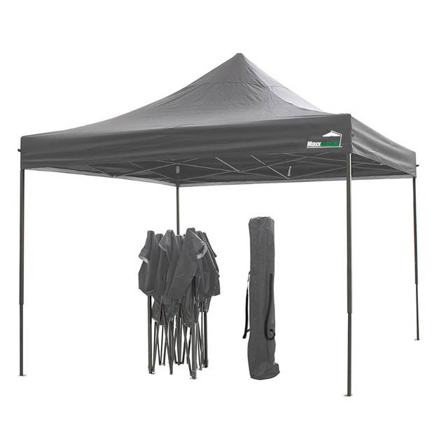 MaxxGarden Easy-up Partytent 3x3 m - Zijwanden - Incl. Verzwaringszakken - Opvouwbaar Frame - Draagtas - Donkergrijs