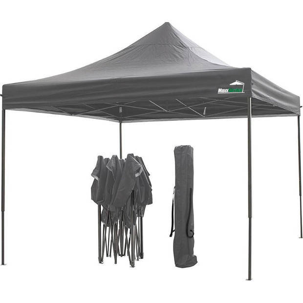 MaxxGarden Easy-up Partytent 3x3 m - Zijwanden - Incl. Verzwaringszakken - Opvouwbaar Frame - Draagtas - Donkergrijs