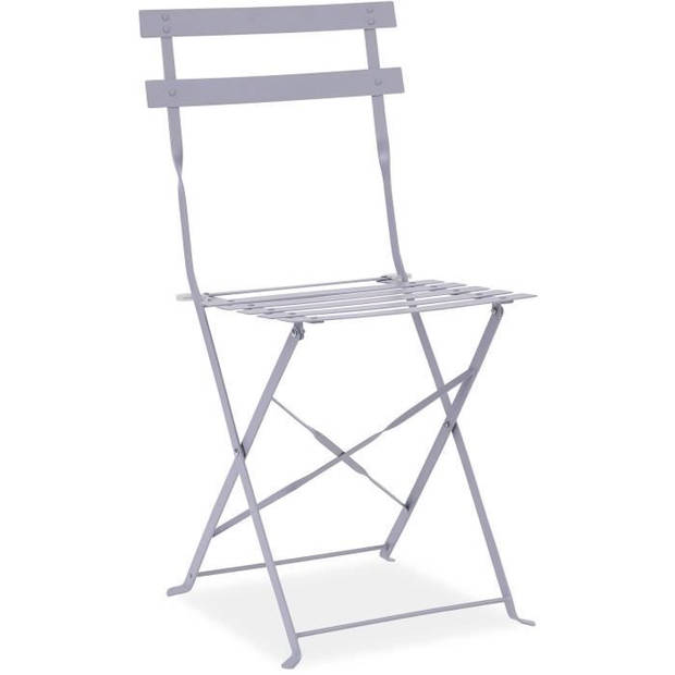 Bistro-set - Tuinset - Klaptafel + 2 stoelen - Structuur: staal - Kleur: grijs