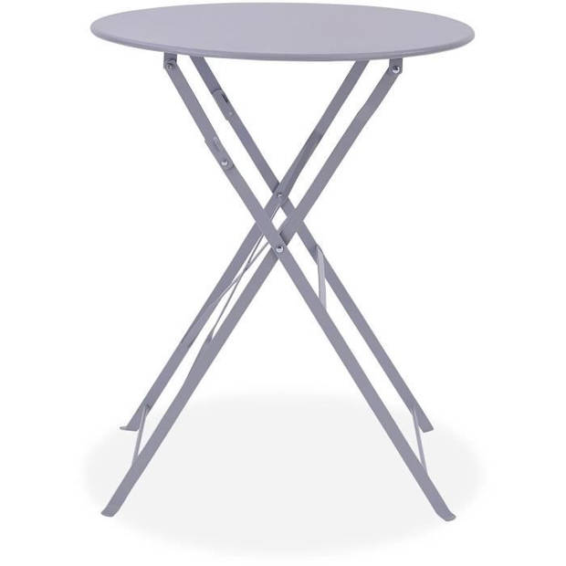 Bistro-set - Tuinset - Klaptafel + 2 stoelen - Structuur: staal - Kleur: grijs