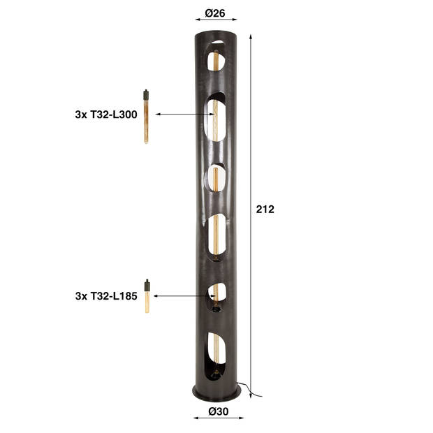 Giga Meubel - Vloerlamp Cilinder - Zwart Metaal - 25x25x187cm