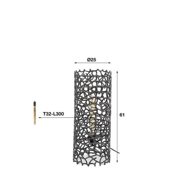 Giga Meubel - Vloerlamp Cilinder - Zwart Aluminium - 25x25x61cm