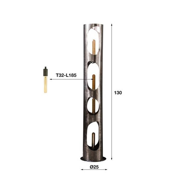 Giga Meubel - Vloerlamp Cilinder - Zwart Metaal - 25x25x130cm