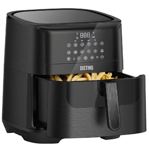 DistinQ Heteluchtfriteuse- 1800Watt - Inhoud 6,5 liter - AirFryer Zwart + Accessoires Set