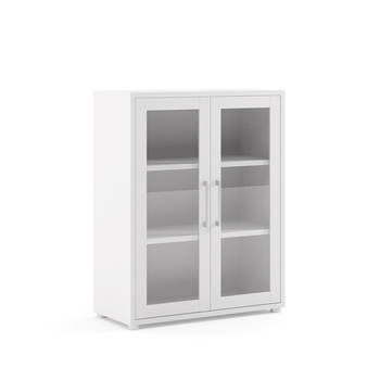 Prisme archiefkast 2 glazen deuren wit.