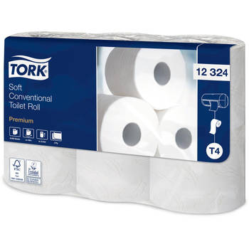 Tork toiletpapier Traditional, 2-laags, T4 Premium, wit, pak van 6 rollen 7 stuks