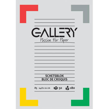 Gallery schetsblok, ft 14,8 x 21 cm (A5), 180 g/m², blok van 50 vel 10 stuks