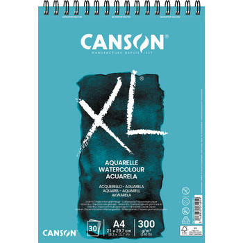 Canson schetsblok XL aquarelle 300g/m² ft A4, 30 vel 4 stuks