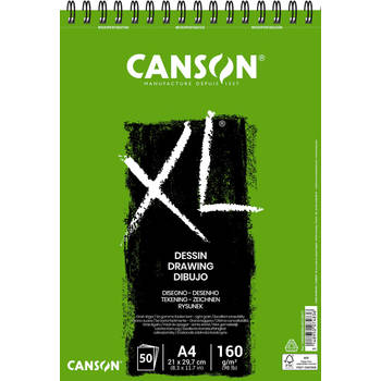Canson tekenblok XL 160g/m&² ft A4, 50 vel 5 stuks