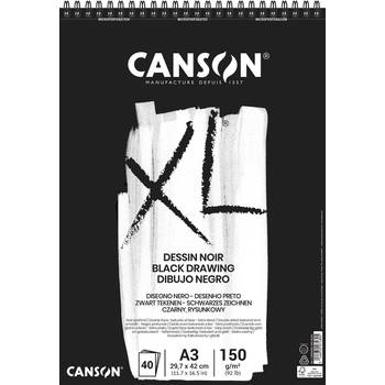 Canson tekenblok XL 150g/m² ft A3, 40 vel, zwart 5 stuks