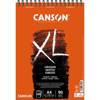 Canson schetsblok XL ft 21 x 29,7 cm (A4), blok van 120 blad 5 stuks