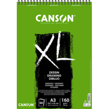 Canson tekenblok XL 160g/m&² ft A3, 50 vel 5 stuks