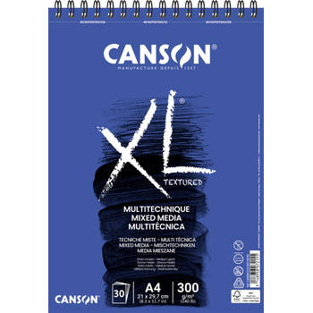 Canson tekenblok XL Mix Media 300 g/m² ft A4, blok met 30 vellen 5 stuks
