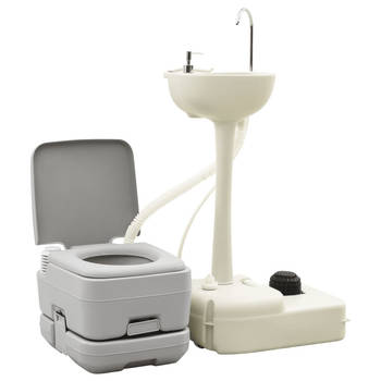 The Living Store Campingtoilet - Draagbare kampeerset - Toilet - wasbak - 41.5x36.5x30 cm - 10L afvaltank - Handsfree