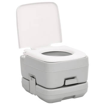 The Living Store Campingtoilet Grijs - HDPE - 41.5 x 36.5 x 30 cm - 10 L - T-spoeling